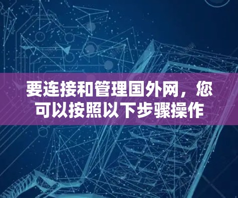 要连接和管理国外网，您可以按照以下步骤操作