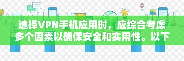 选择VPN手机应用时,应综合考虑多个因素以确保安全和实用性。以下是详细的步骤指南 选择VPN手机应用时,应综合考虑多个因素以确保安全和实用性。以下是详细的步骤指南